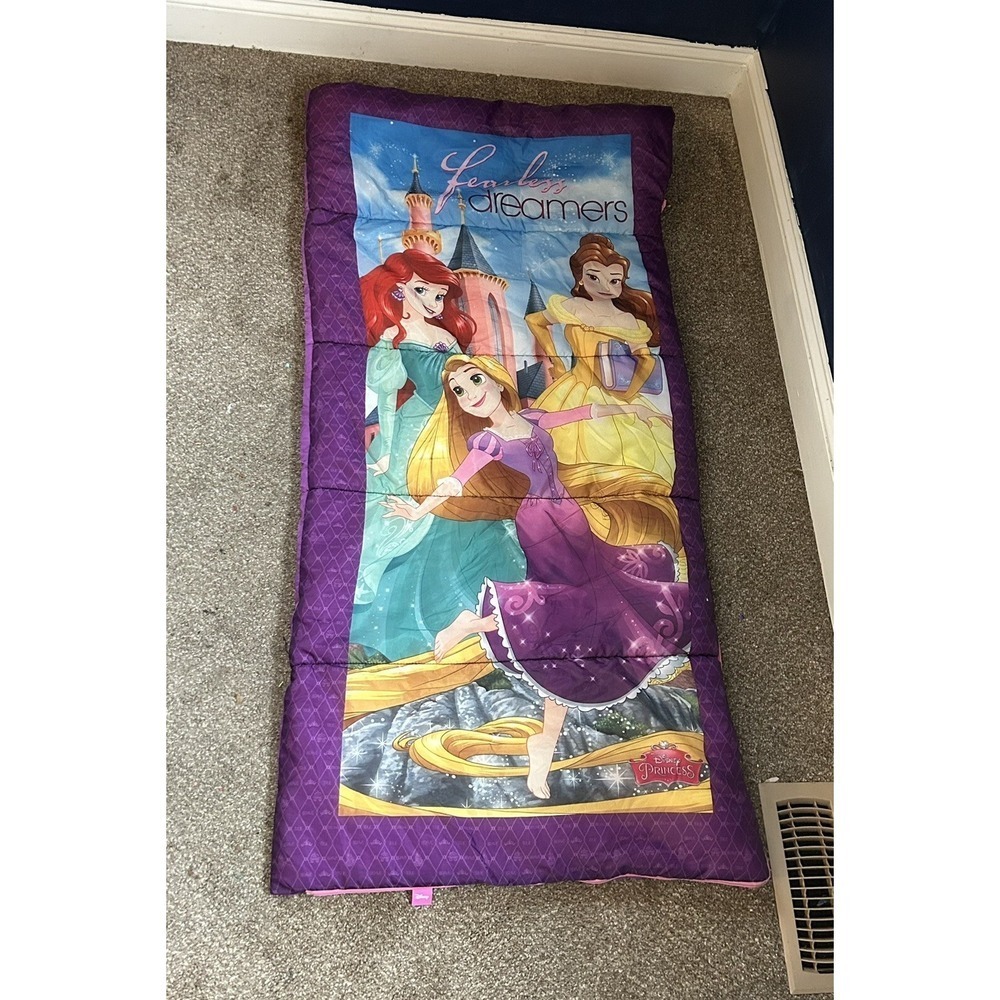 Disney Fearless Dreamers Sleeping Bag - 3 Disney Princess' Ariel Belle Rapunzel